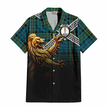 Kirkpatrick Crest Tartan Hawaiian Shirt with Golden Lion Emblem Celtic Style Kid - Tartan Vibes Clothing