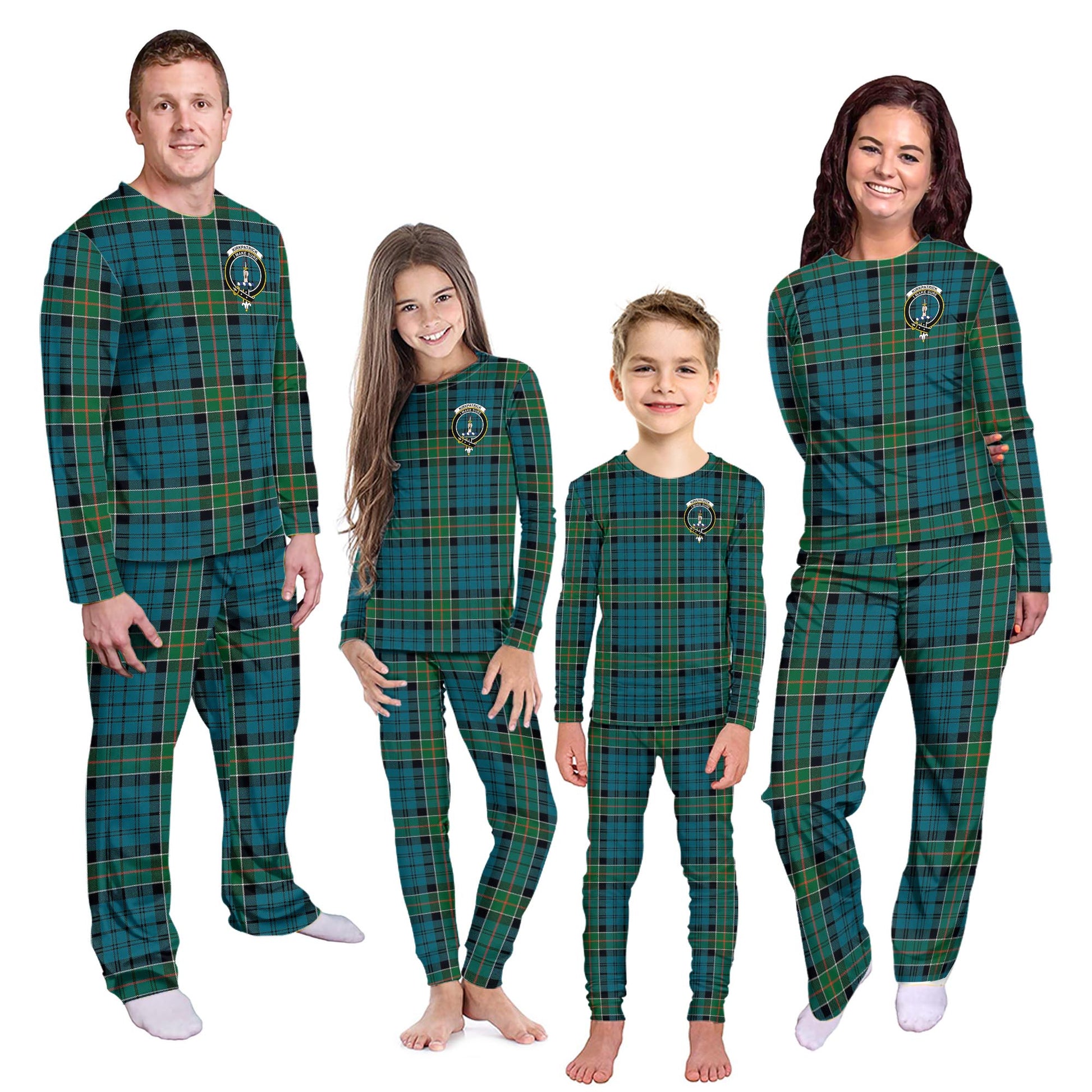 Kirkpatrick Tartan Pajamas Family Set with Family Crest - Tartanvibesclothing