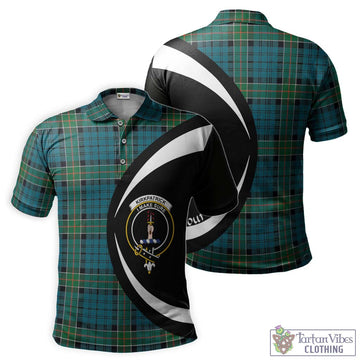 Kirkpatrick Tartan Men's Polo Shirt with Family Crest Circle Style