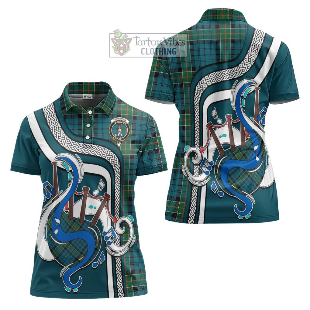 Kirkpatrick Tartan Women's Polo Shirt with Epic Bagpipe Style Women - Tartanvibesclothing Shop