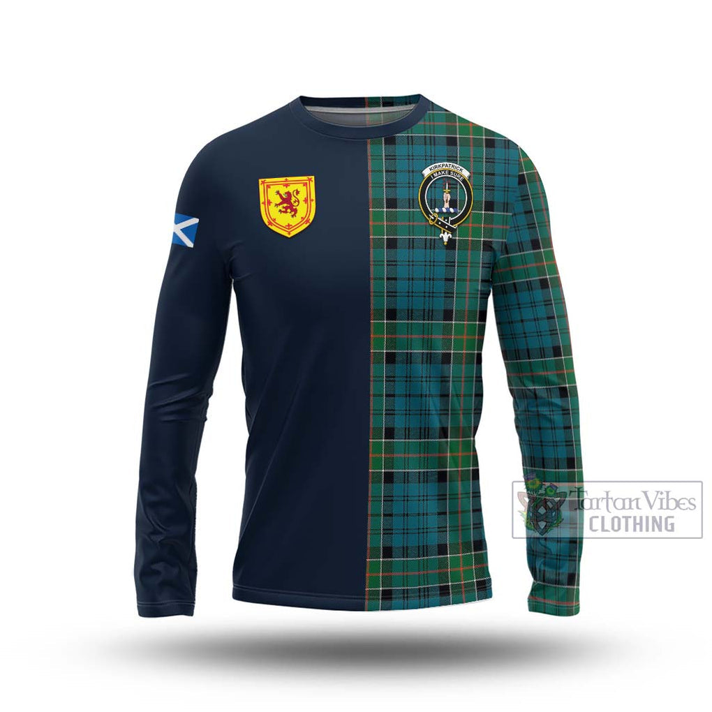 Tartan Vibes Clothing Kirkpatrick Tartan Long Sleeve T-Shirt with Scottish Lion Royal Arm Half Style