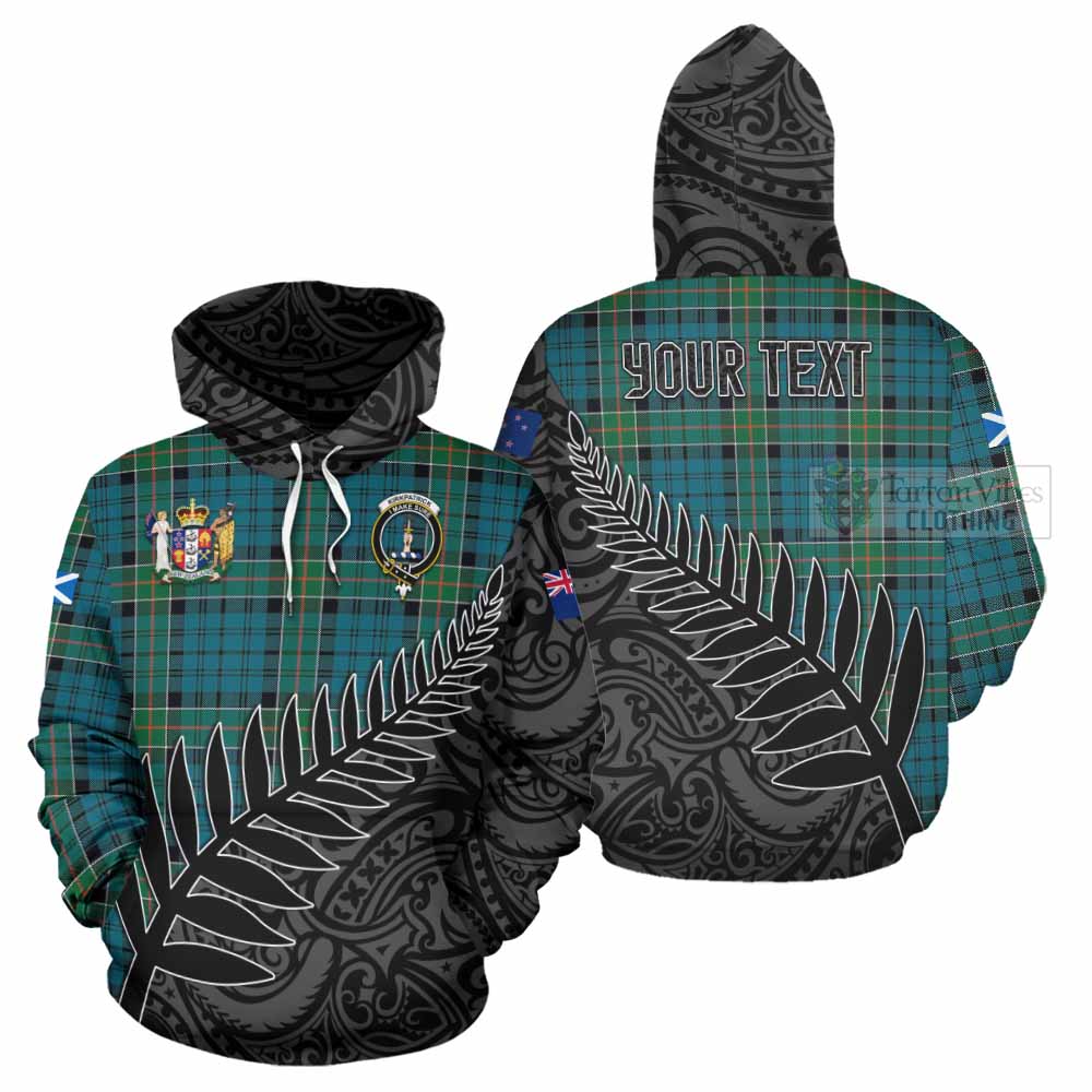 Tartan Vibes Clothing Kirkpatrick Crest Tartan Hoodie with New Zealand Silver Fern Half Style