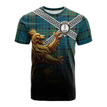 Kirkpatrick Crest Tartan Cotton T-shirt with Golden Lion Emblem Celtic Style Kid's Shirt - Tartan Vibes Clothing