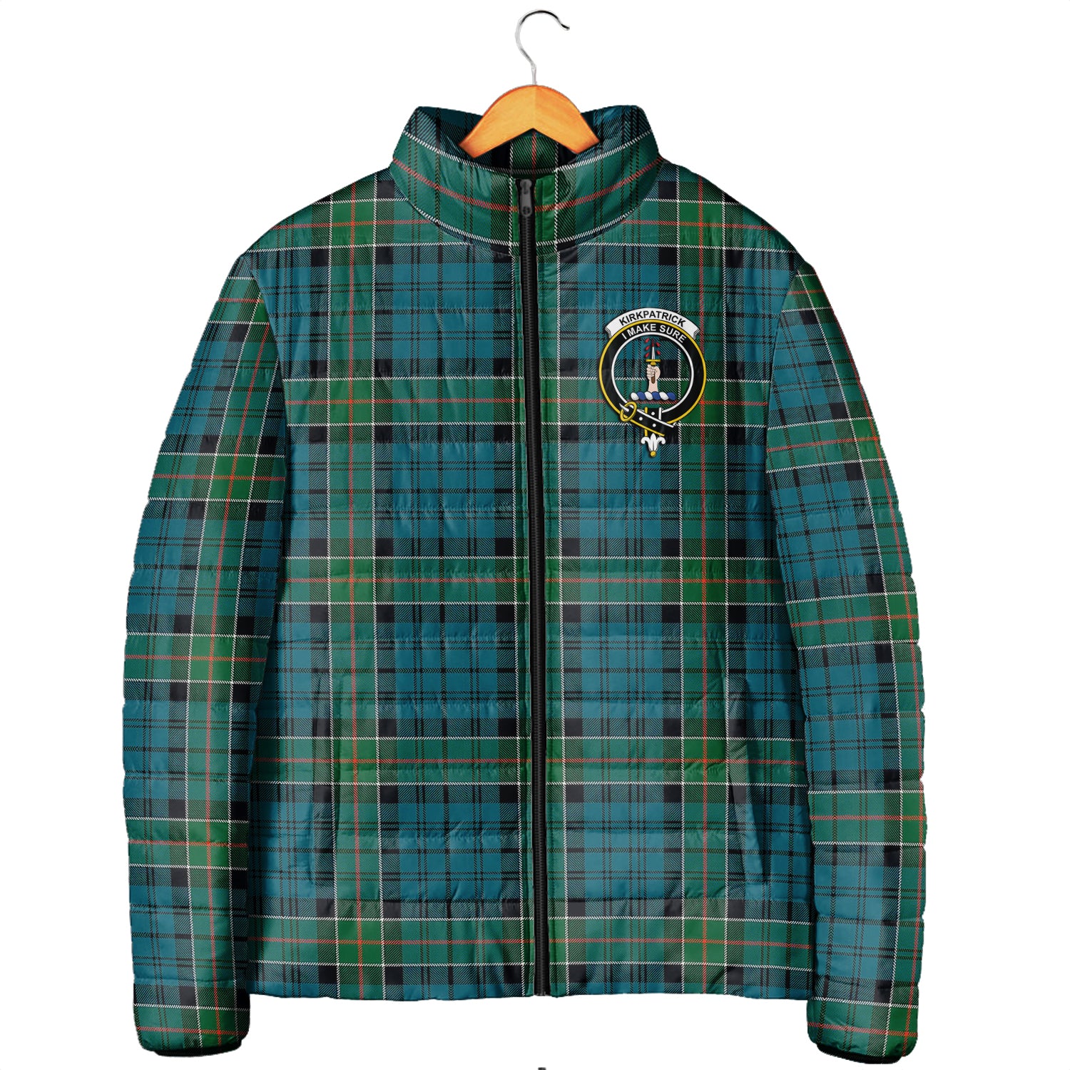 Kirkpatrick Tartan Padded Jacket with Family Crest Men's Padded Jacket - Tartan Vibes Clothing