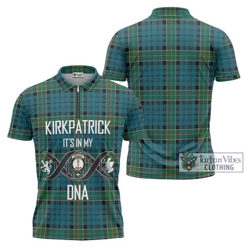 Kirkpatrick Tartan Zipper Polo Shirt with Family Crest DNA In Me Style