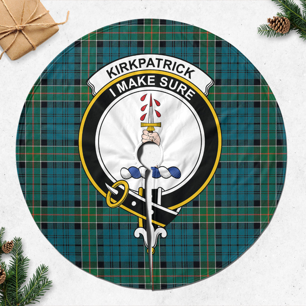 Kirkpatrick Tartan Christmas Tree Skirt with Family Crest - Tartanvibesclothing