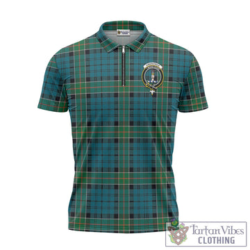 Kirkpatrick Tartan Zipper Polo Shirt with Family Crest