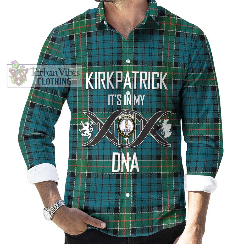 Kirkpatrick Tartan Long Sleeve Button Shirt with Family Crest DNA In Me Style Men's Shirt S - Tartanvibesclothing Shop