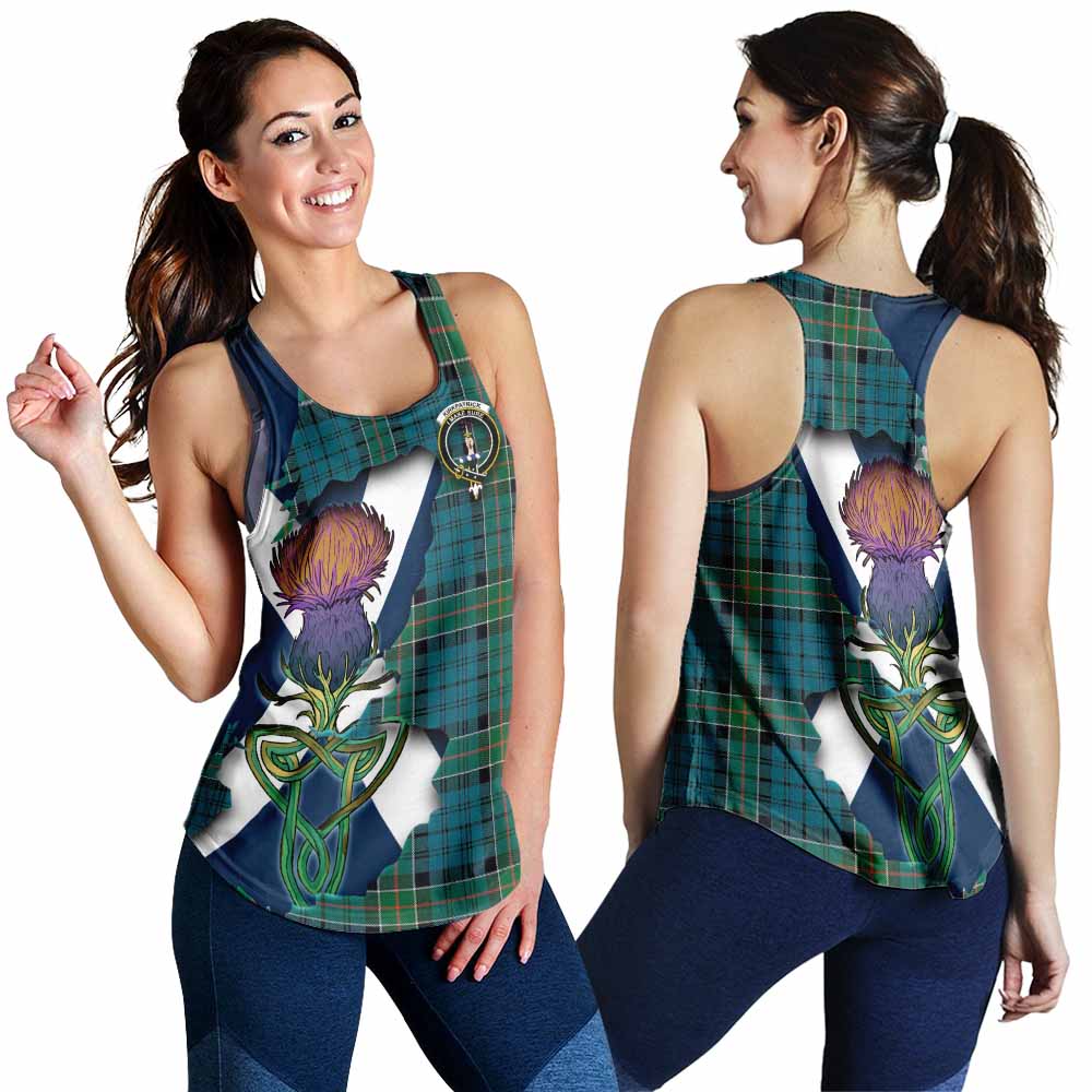 Kirkpatrick Tartan Family Crest Women's Racerback Tanks Scottish Thistle Celtic Inspired 4XL - Tartan Vibes Clothing