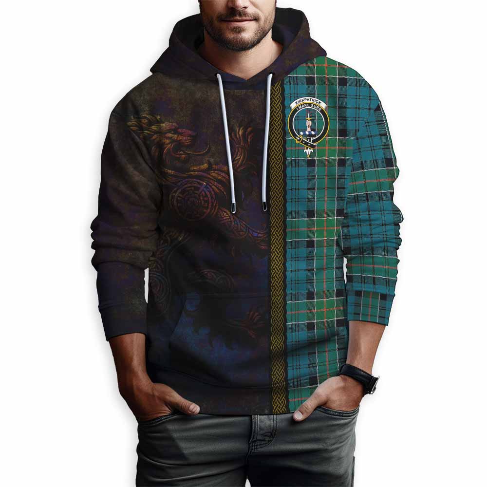 Kirkpatrick Tartan Family Crest Hoodie Alba Gu Brath Be Brave Lion Ancient Style Pullover Hoodie - Tartan Vibes Clothing