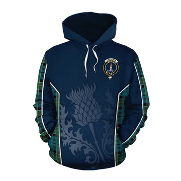 Kirkpatrick Tartan Cotton Hoodie with Family Crest and Scottish Thistle Vibes Sport Style