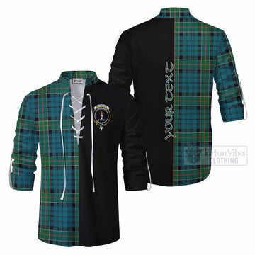 Kirkpatrick Tartan Ghillie Kilt Shirt with Family Crest and Half Of Me Style