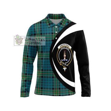 Kirkpatrick Tartan Long Sleeve Polo Shirt with Family Crest Circle Style