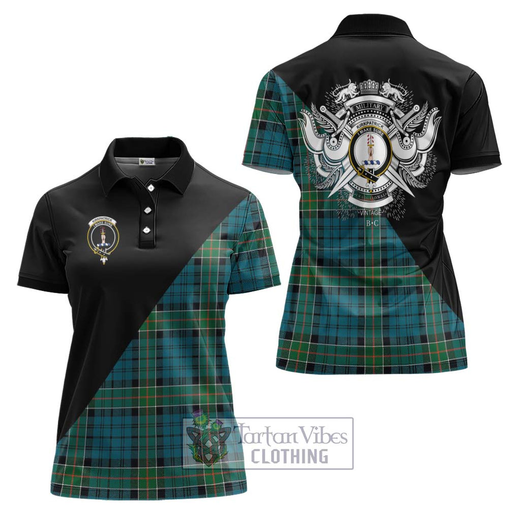 Kirkpatrick Tartan Women's Polo Shirt with Family Crest and Military Logo Style Women - Tartanvibesclothing Shop