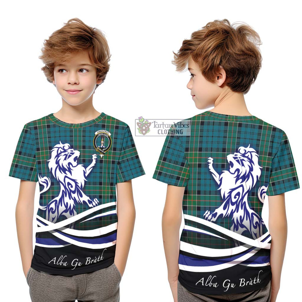 Kirkpatrick Tartan Kid T-Shirt with Alba Gu Brath Regal Lion Emblem Youth XL Size14 - Tartanvibesclothing Shop