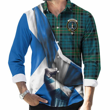 Kirkpatrick Tartan Long Sleeve Button Shirt with Family Crest Scotland Patriotic Style