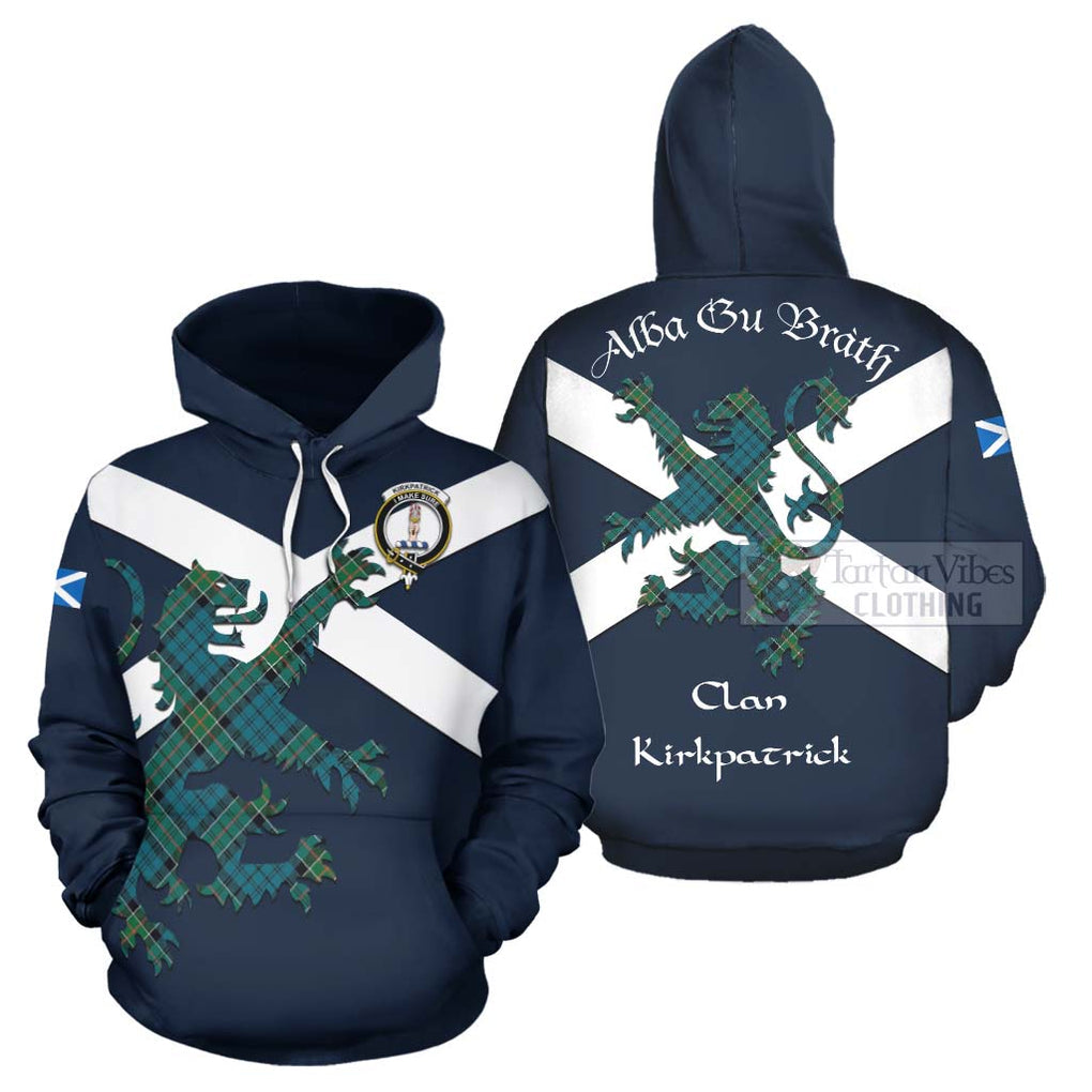 Tartan Vibes Clothing Kirkpatrick Tartan Lion Rampant Hoodie – Proudly Display Your Heritage with Alba Gu Brath and Clan Name