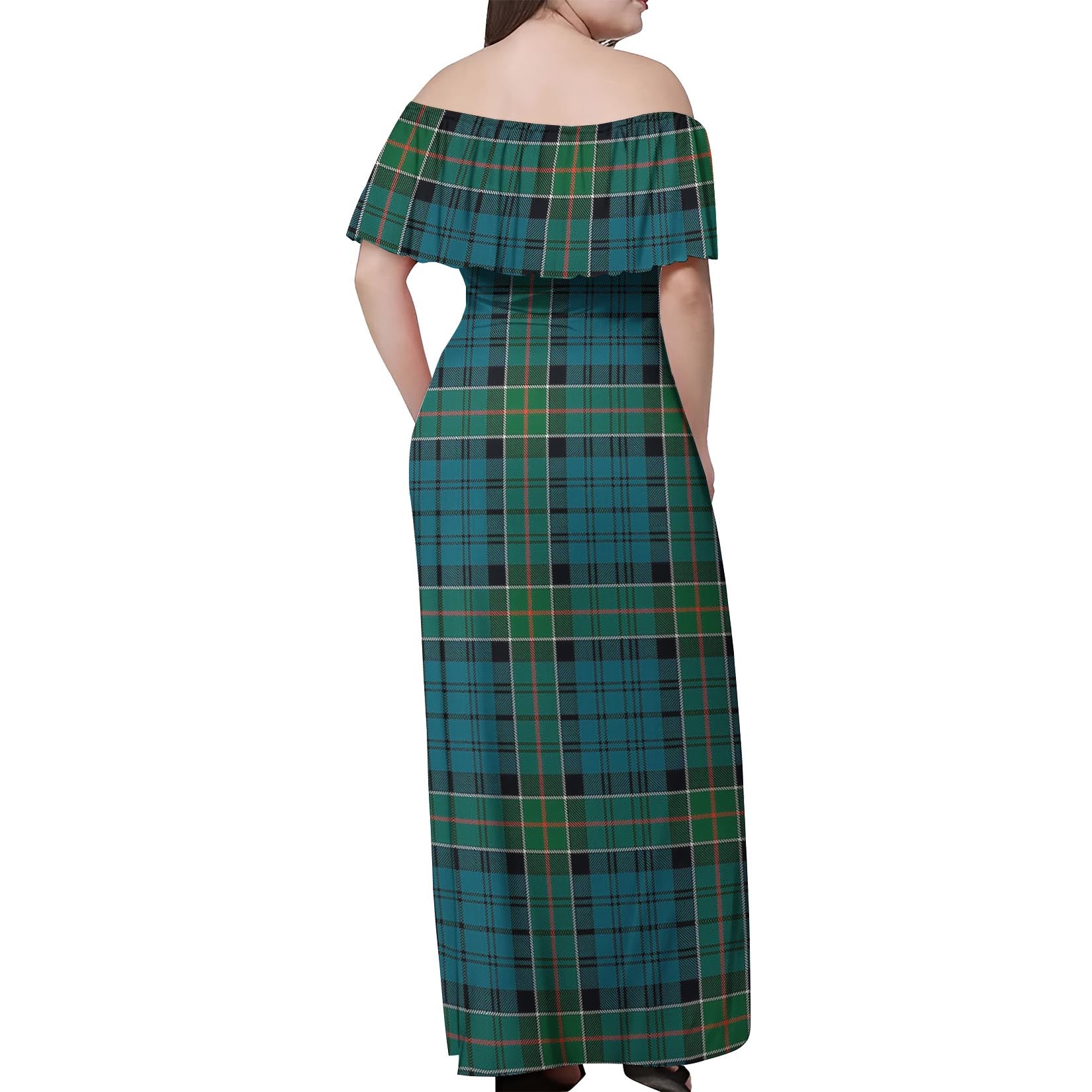 Kirkpatrick Tartan Off Shoulder Long Dress - Tartanvibesclothing