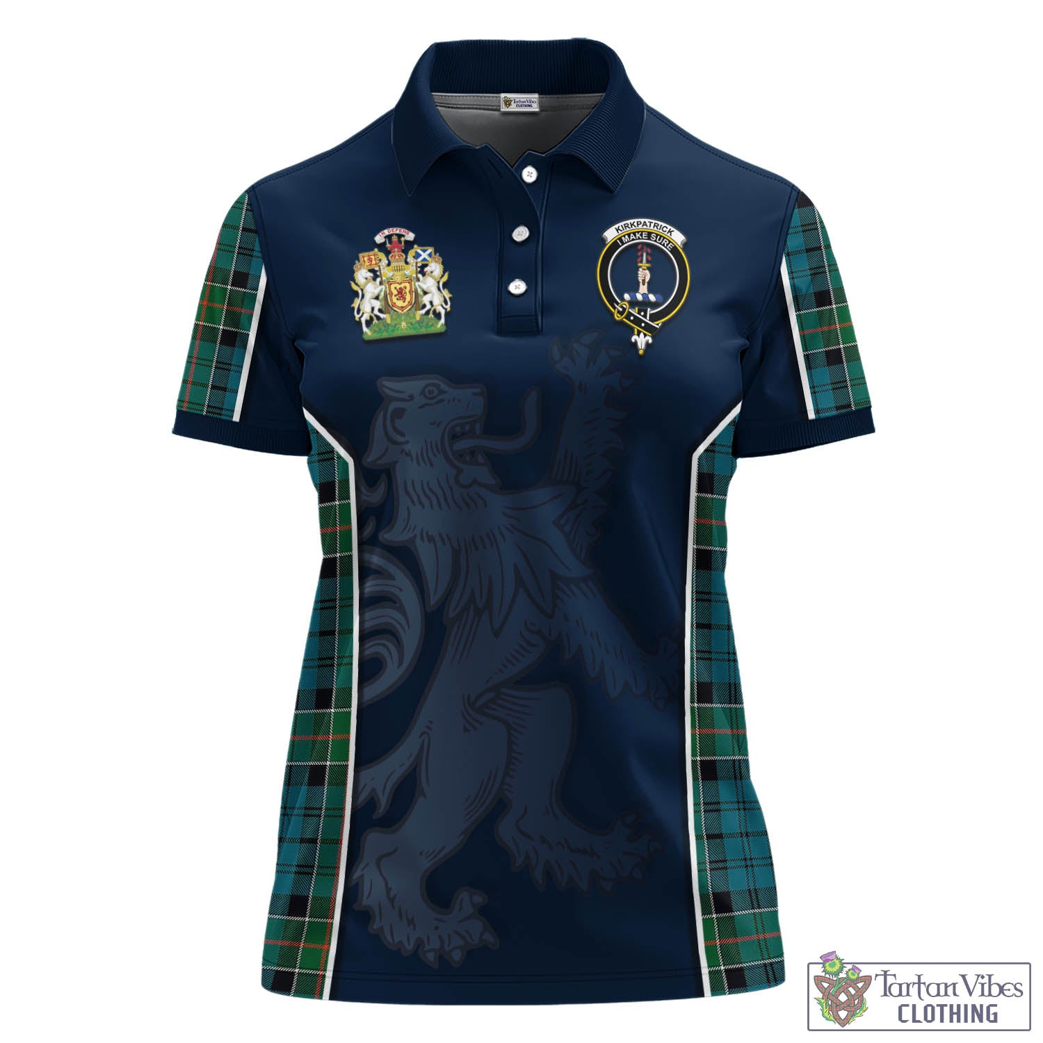 Kirkpatrick Tartan Women's Polo Shirt with Family Crest and Lion Rampant Vibes Sport Style - Tartan Vibes Clothing