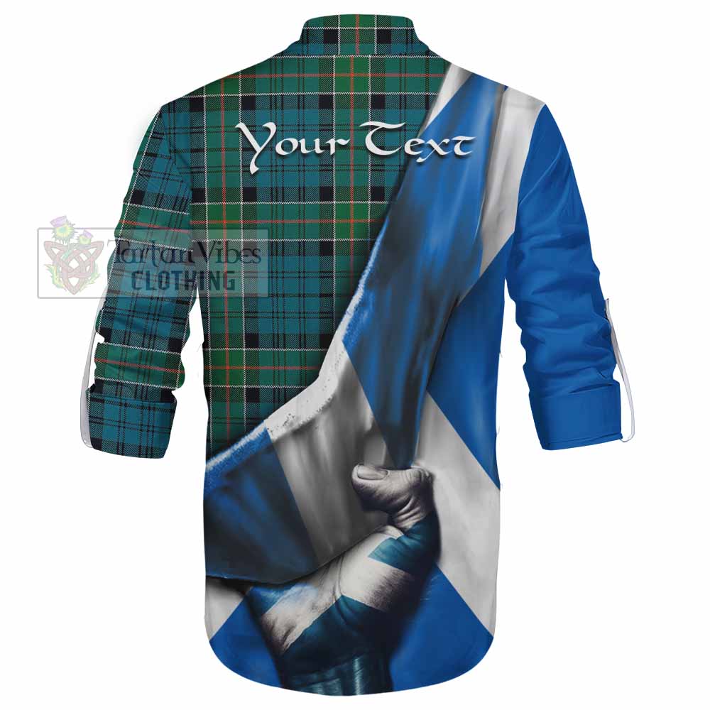 Tartan Vibes Clothing Kirkpatrick Tartan Ghillie Kilt Shirt with Family Crest Scotland Patriotic Style