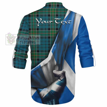 Kirkpatrick Tartan Ghillie Kilt Shirt with Family Crest Scotland Patriotic Style