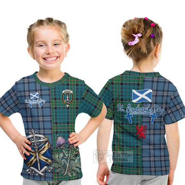 Kirkpatrick Tartan Kid T-Shirt Happy St. Andrew's Day Half Tartan Style