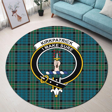 Kirkpatrick Tartan Round Rug with Family Crest