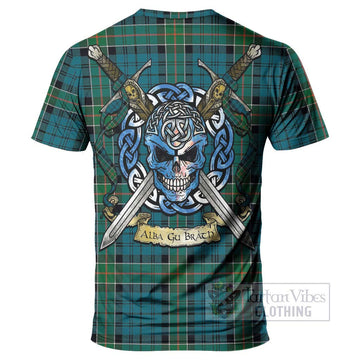 Kirkpatrick Tartan T-Shirt with Family Crest Celtic Skull Style