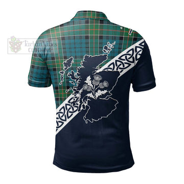 Kirkpatrick Tartan Polo Shirt Featuring Thistle and Scotland Map