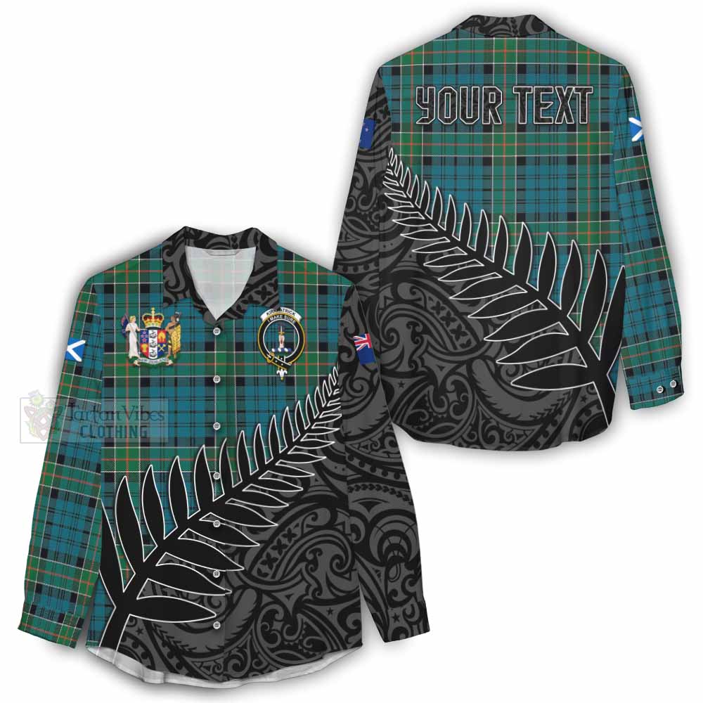 Tartan Vibes Clothing Kirkpatrick Crest Tartan Women's Casual Shirt with New Zealand Silver Fern Half Style