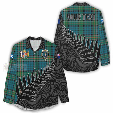 Kirkpatrick Crest Tartan Women's Casual Shirt with New Zealand Silver Fern Half Style