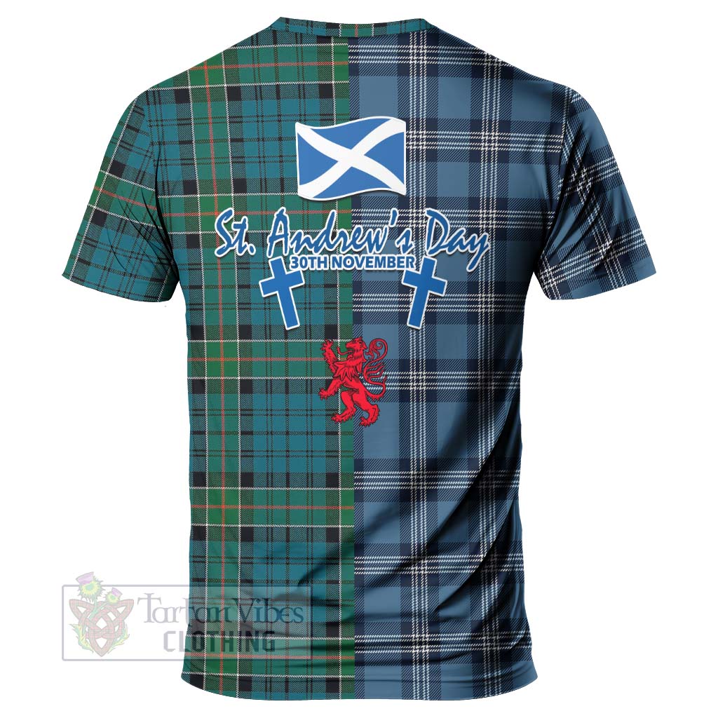Kirkpatrick Tartan T-Shirt Happy St. Andrew's Day Half Tartan Style - Tartan Vibes Clothing