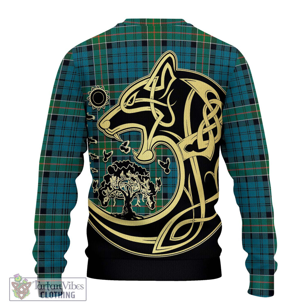 Kirkpatrick Tartan Ugly Sweater with Family Crest Celtic Wolf Style - Tartan Vibes Clothing