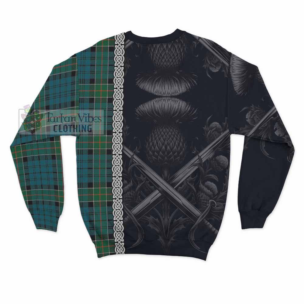 Tartan Vibes Clothing Kirkpatrick Tartan Sweatshirt with Family Crest Cross Sword Thistle Celtic Vibes