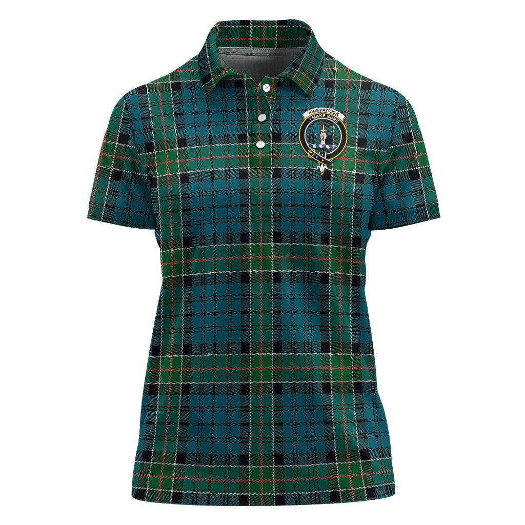 Kirkpatrick Tartan Polo Shirt with Family Crest For Women - Tartan Vibes Clothing