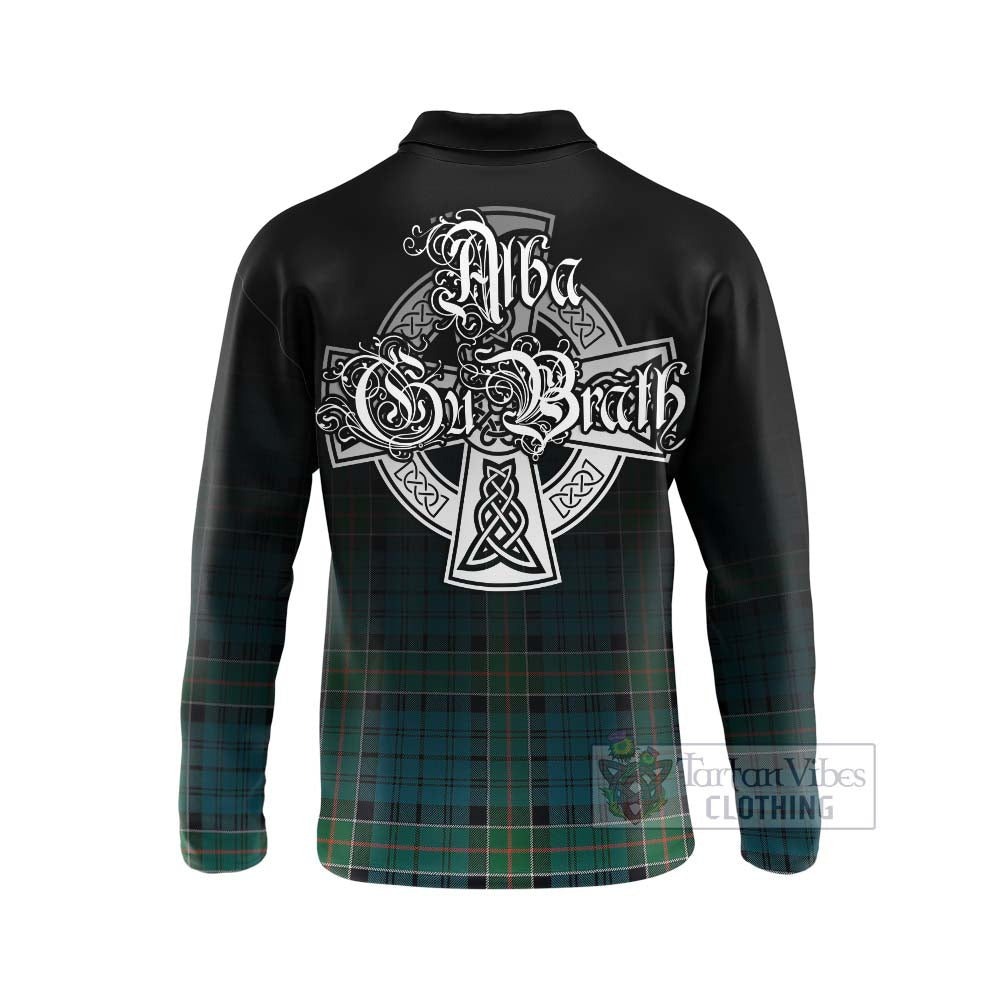 Tartan Vibes Clothing Kirkpatrick Tartan Long Sleeve Polo Shirt Featuring Alba Gu Brath Family Crest Celtic Inspired