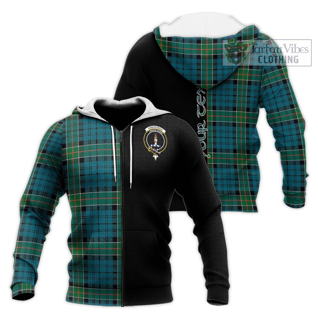 Kirkpatrick Tartan Knitted Hoodie with Family Crest and Half Of Me Style Unisex Knitted Zip Hoodie - Tartanvibesclothing Shop