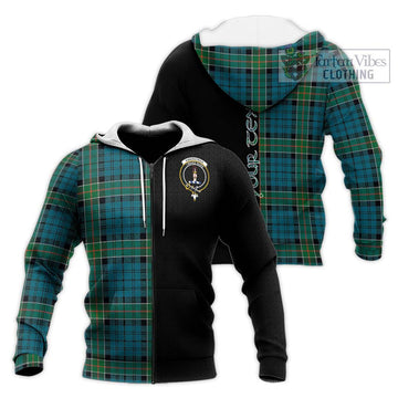 Kirkpatrick Tartan Knitted Hoodie with Family Crest and Half Of Me Style