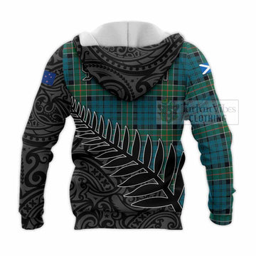 Kirkpatrick Crest Tartan Knitted Hoodie with New Zealand Silver Fern Half Style