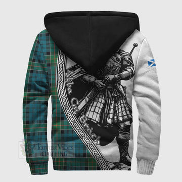 Kirkpatrick Tartan Clan Crest Sherpa Hoodie with Highlander Warrior Celtic Style