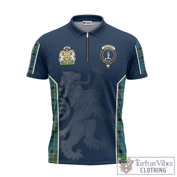 Kirkpatrick Tartan Zipper Polo Shirt with Family Crest and Lion Rampant Vibes Sport Style