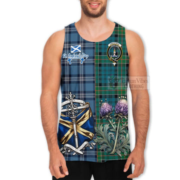 Kirkpatrick Tartan Men's Tank Top Happy St. Andrew's Day Half Tartan Style