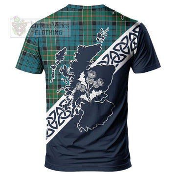 Kirkpatrick Tartan T-Shirt Featuring Thistle and Scotland Map