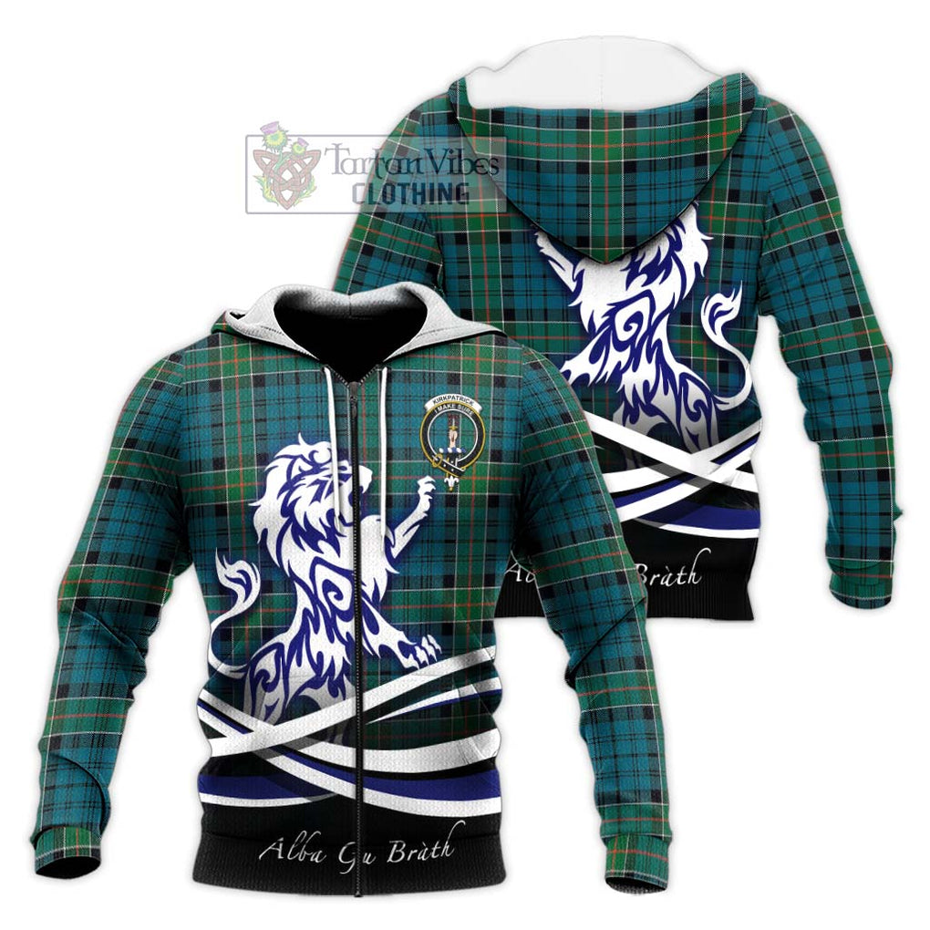 Kirkpatrick Tartan Knitted Hoodie with Alba Gu Brath Regal Lion Emblem Unisex Knitted Zip Hoodie - Tartanvibesclothing Shop