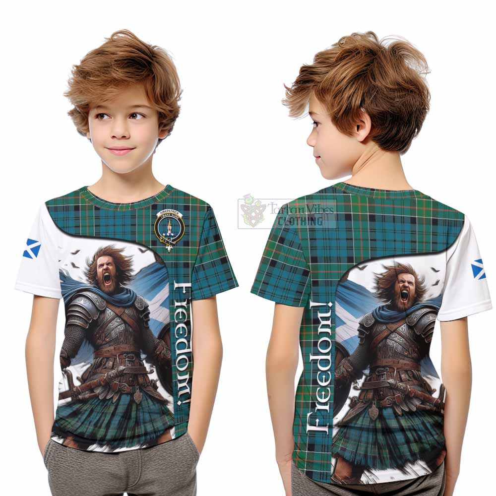 Tartan Vibes Clothing Kirkpatrick Crest Tartan Kid T-Shirt Inspired by the Freedom of Scottish Warrior