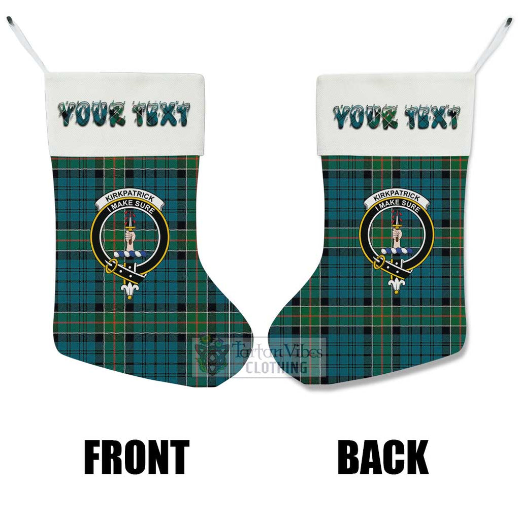 Tartan Vibes Clothing Kirkpatrick Tartan Family Crest Christmas Stocking with Personalized Text