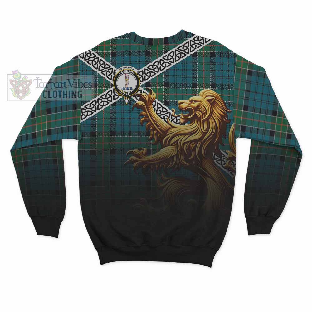Kirkpatrick Crest Tartan Sweatshirt with Golden Lion Emblem Celtic Style - Tartan Vibes Clothing