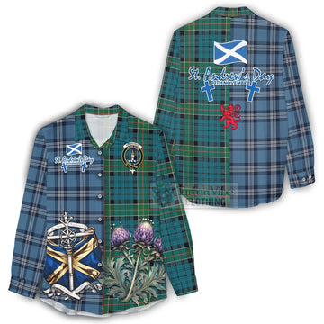 Kirkpatrick Tartan Women's Casual Shirt Happy St. Andrew's Day Half Tartan Style