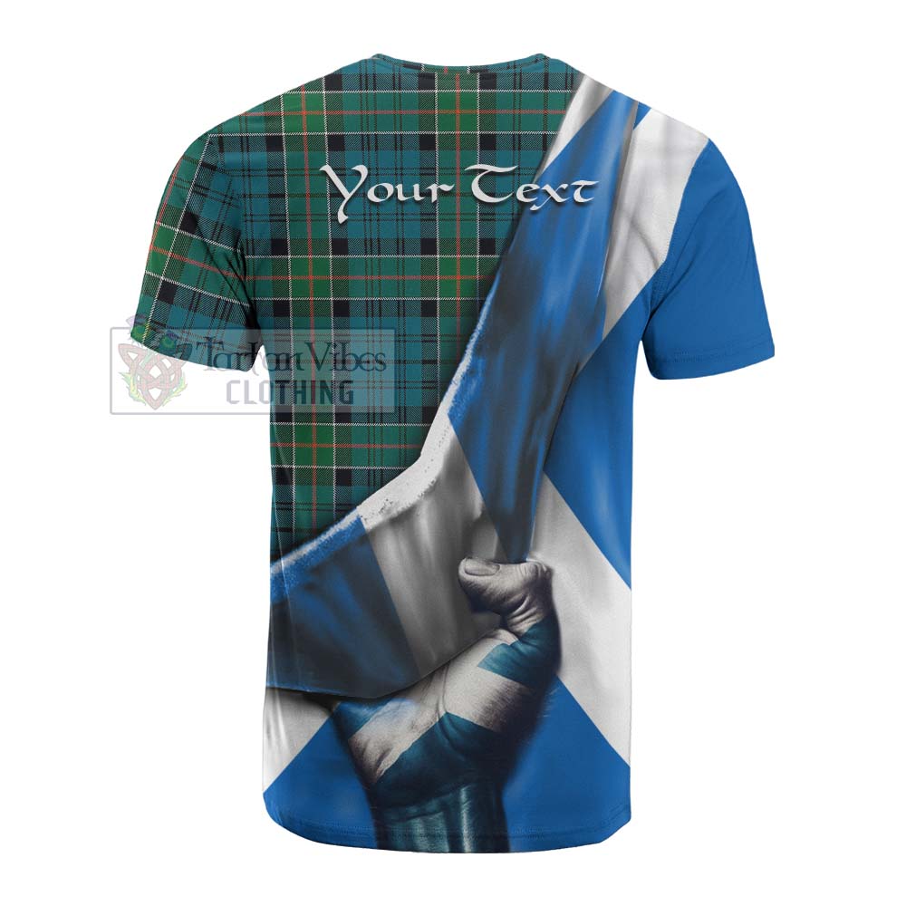 Tartan Vibes Clothing Kirkpatrick Tartan Cotton T-shirt with Family Crest Scotland Patriotic Style