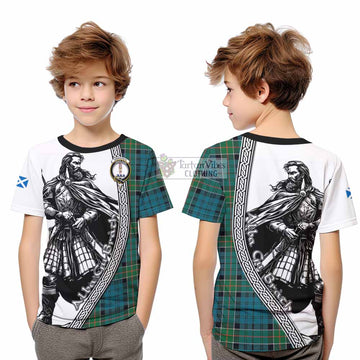 Kirkpatrick Tartan Clan Crest Kid T-Shirt with Highlander Warrior Celtic Style